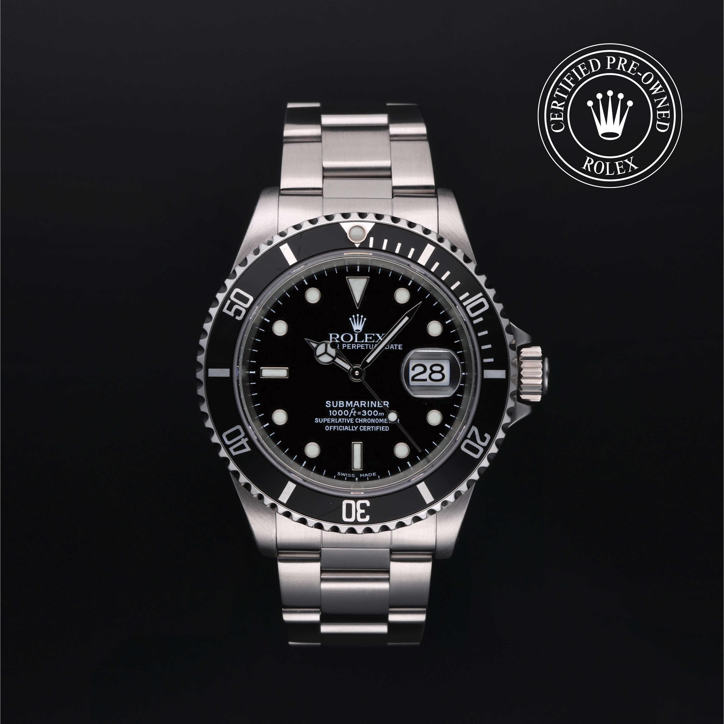 Rolex Certified Pre-Owned Submariner Date in Oyster, 40 mm, Stainless Steel 16610 watch available at Long's Jewelers.