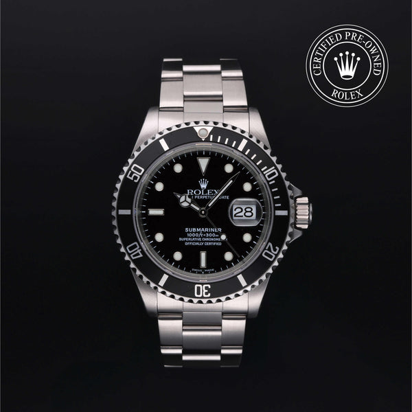 Rolex Certified Pre-Owned Submariner Date in Oyster, 40 mm, Stainless Steel 16610 watch available at Long's Jewelers.