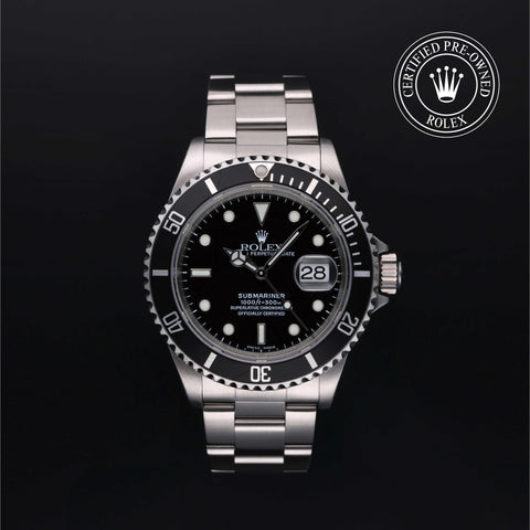 Rolex Certified Pre-Owned Submariner Date in Oyster, 40 mm, Stainless Steel 16610 watch available at Long's Jewelers.