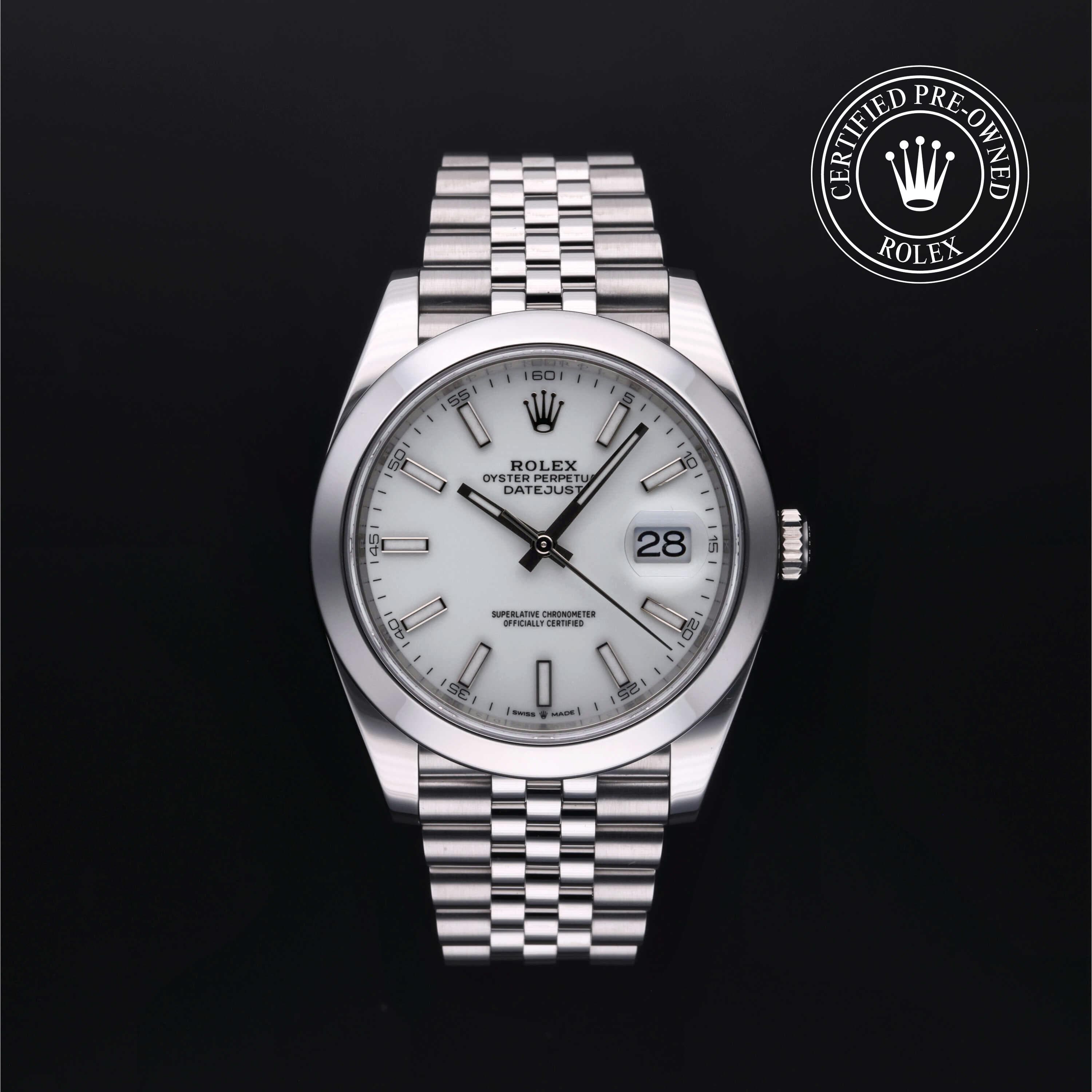 Rolex Certified Pre-Owned Datejust in Jubilee, 41 mm, Stainless Steel 126300 watch available at Long's Jewelers.