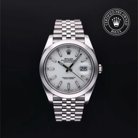 Rolex Certified Pre-Owned Datejust in Jubilee, 41 mm, Stainless Steel 126300 watch available at Long's Jewelers.