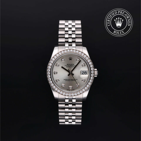 Rolex Certified Pre-Owned Datejust in Jubilee, 31 mm, Stainless Steel and white gold 178384 watch available at Long's Jewelers.