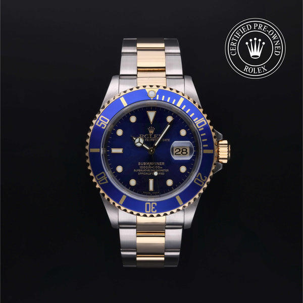 Rolex Certified Pre-Owned Submariner Date in Oyster, 40 mm, Stainless Steel and yellow gold 16613 watch available at Long's Jewelers.