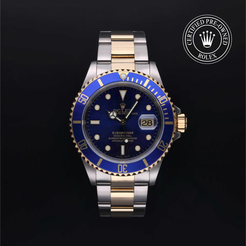 Rolex Certified Pre-Owned Submariner Date in Oyster, 40 mm, Stainless Steel and yellow gold 16613 watch available at Long's Jewelers.