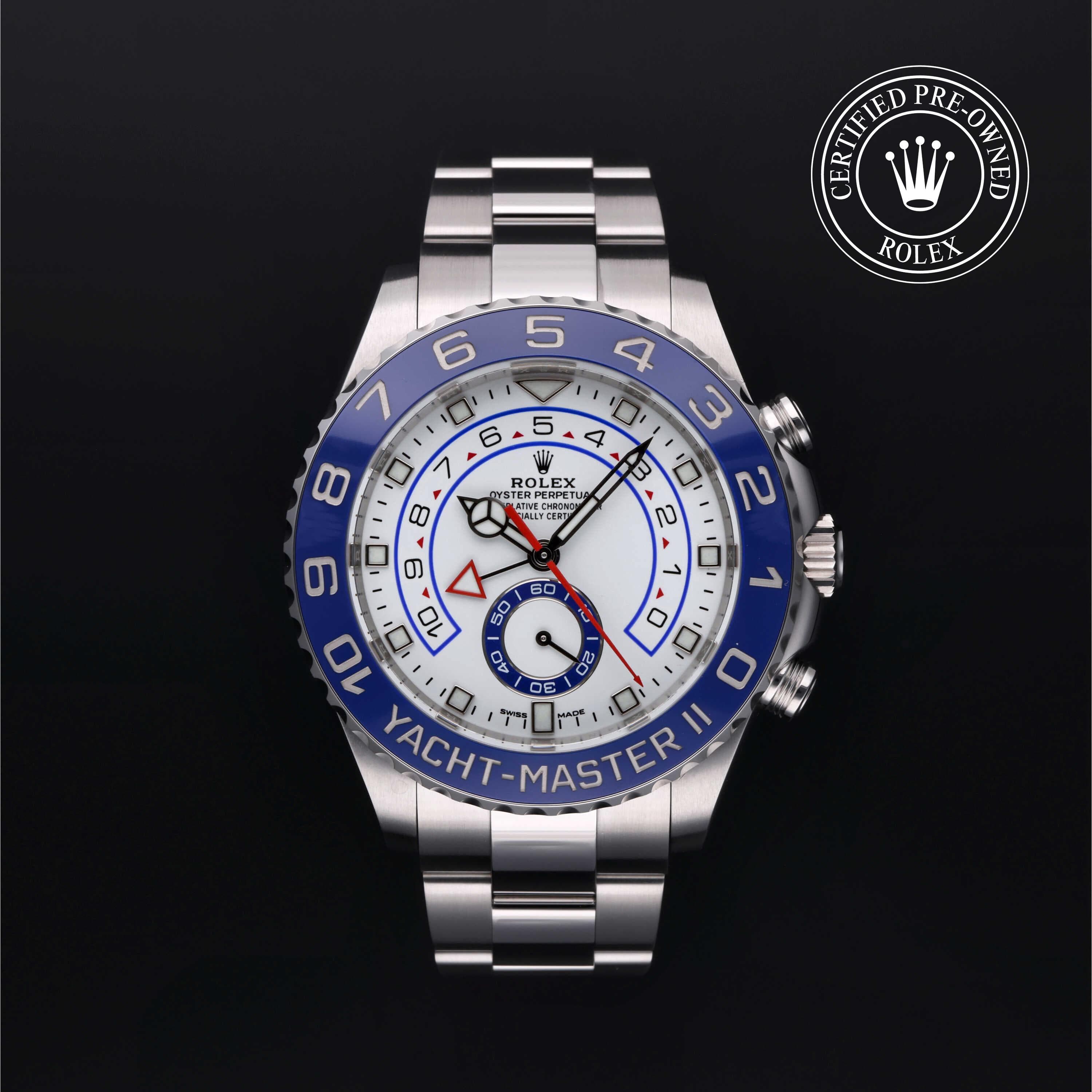 Rolex Certified Pre-Owned Yacht-Master II in Oyster, 44 mm, Stainless Steel 116680 watch available at Long's Jewelers.