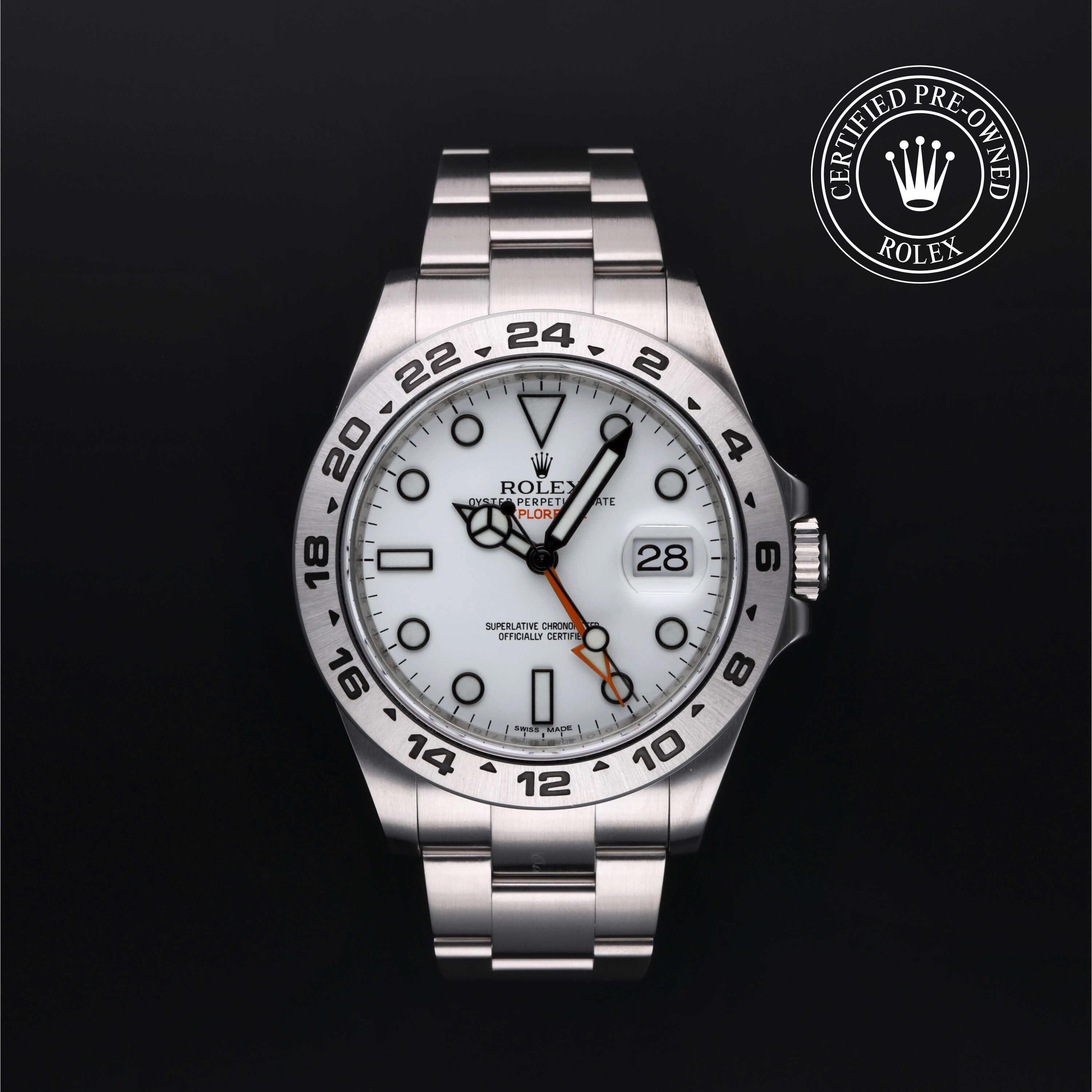 Rolex Certified Pre-Owned Explorer II in Oyster, 42 mm, Stainless Steel 216570 watch available at Long's Jewelers.