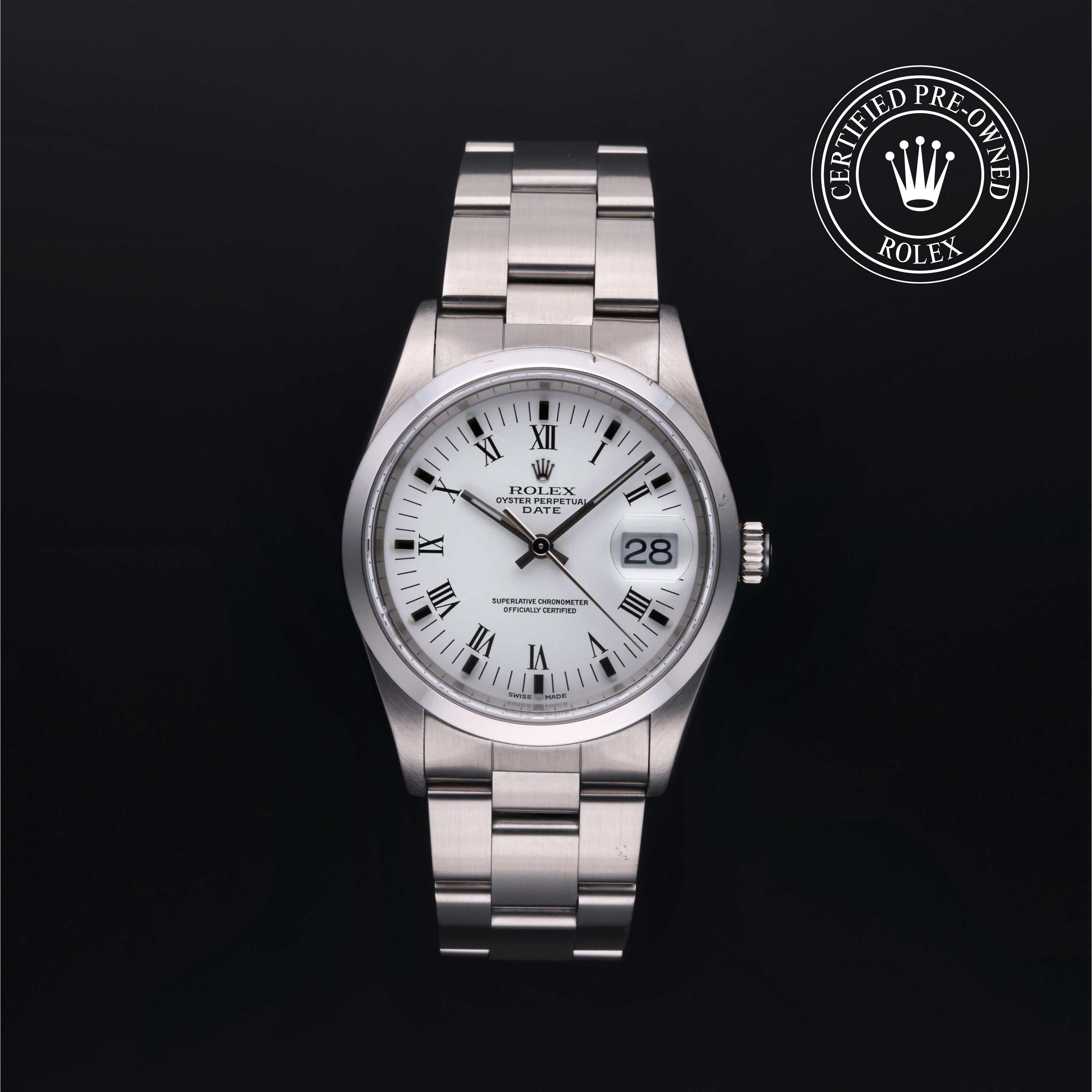 Rolex Certified Pre-Owned Oyster Perpetual in Oyster, 34 mm, Stainless Steel 15200 watch available at Long's Jewelers.