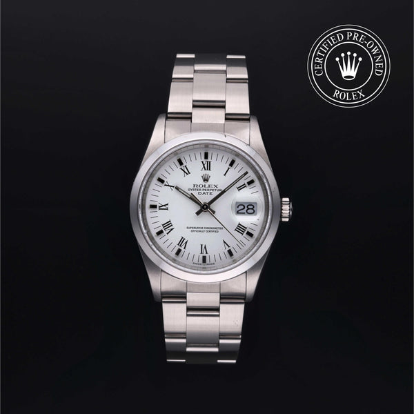 Rolex Certified Pre-Owned Oyster Perpetual in Oyster, 34 mm, Stainless Steel 15200 watch available at Long's Jewelers.