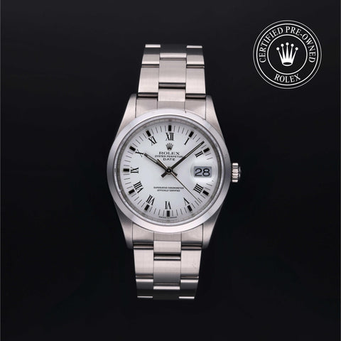 Rolex Certified Pre-Owned Oyster Perpetual in Oyster, 34 mm, Stainless Steel 15200 watch available at Long's Jewelers.