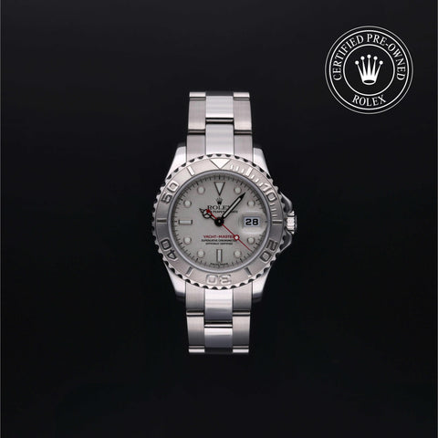 Rolex Certified Pre-Owned Yacht-Master in Oyster, 29 mm, Stainless Steel and platinum 169622 watch available at Long's Jewelers.