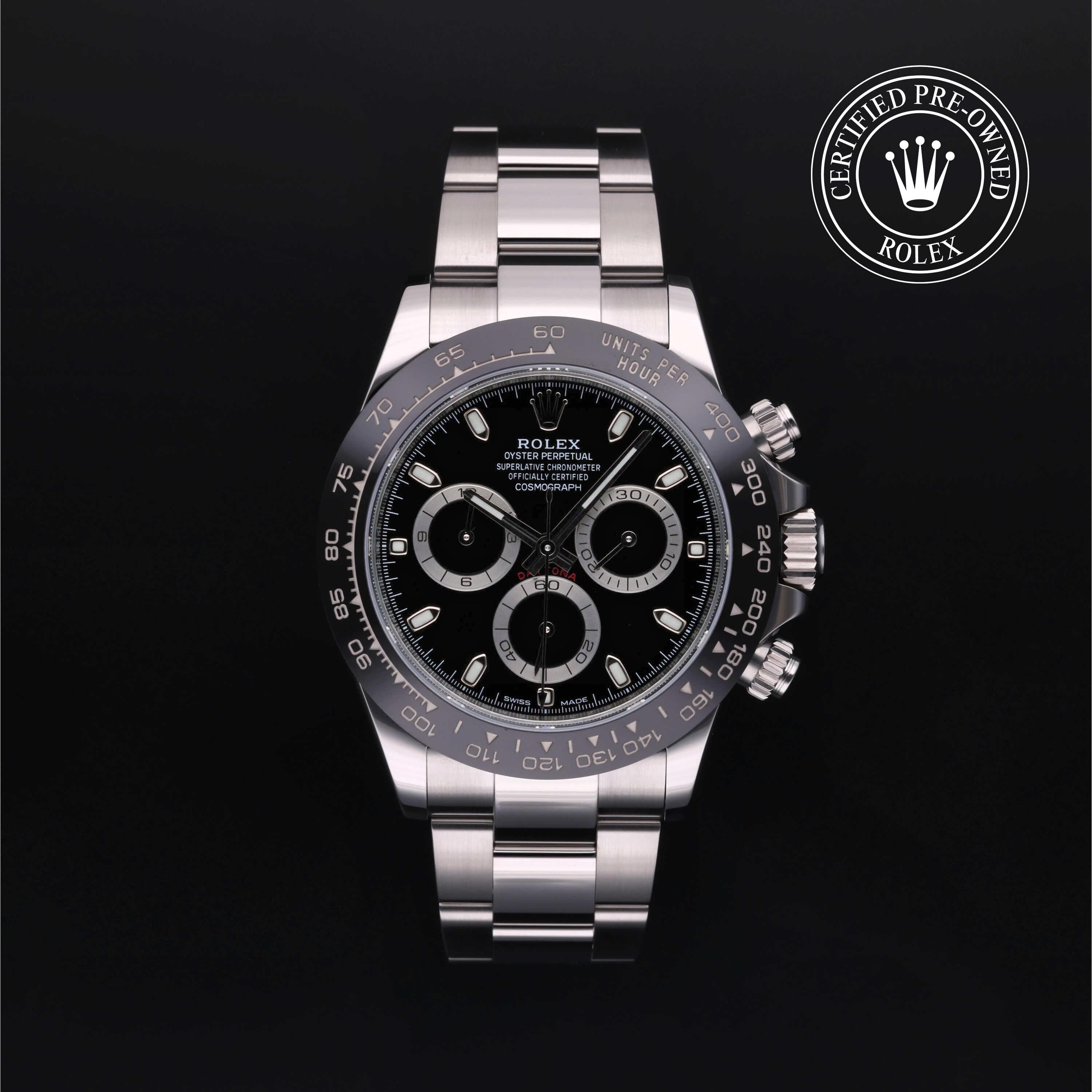 Rolex Certified Pre-Owned Cosmograph Daytona in Oyster, 40 mm, Stainless Steel 116500LN watch available at Long's Jewelers.