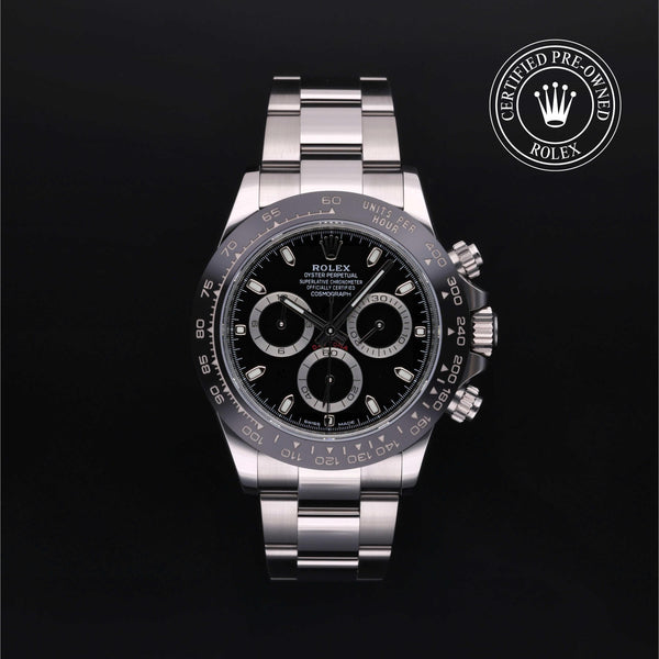 Rolex Certified Pre-Owned Cosmograph Daytona in Oyster, 40 mm, Stainless Steel 116500LN watch available at Long's Jewelers.