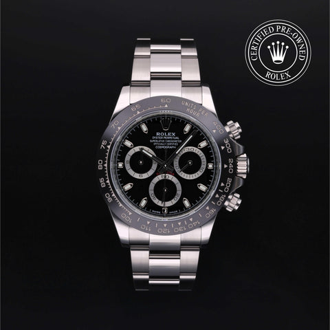 Rolex Certified Pre-Owned Cosmograph Daytona in Oyster, 40 mm, Stainless Steel 116500LN watch available at Long's Jewelers.