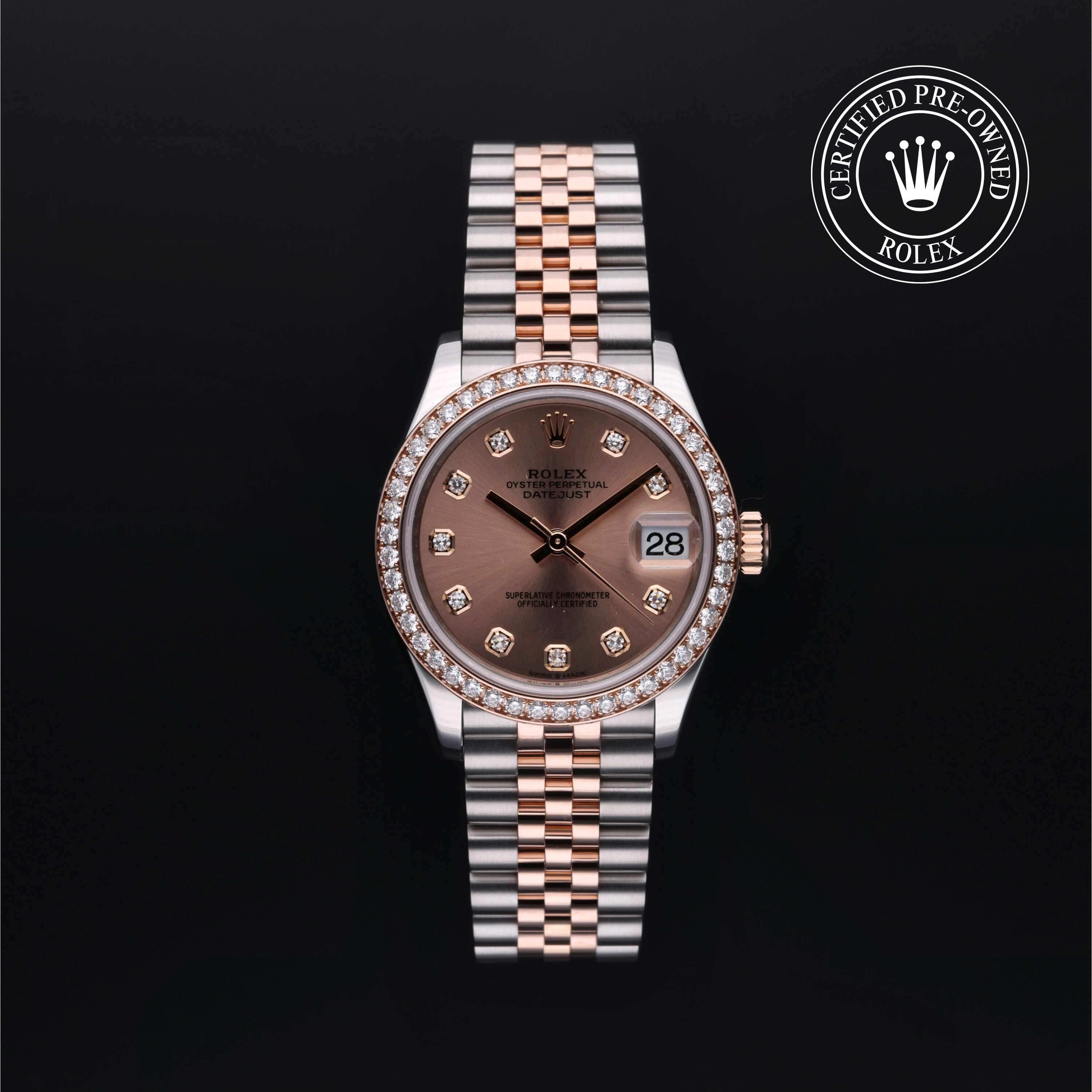 Rolex Certified Pre-Owned Datejust in Jubilee, 31 mm, Stainless Steel and rose gold 278381RBR watch available at Long's Jewelers.