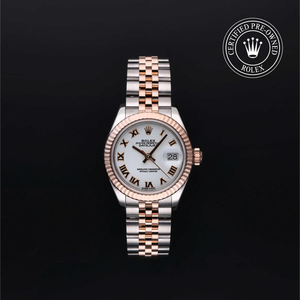 Rolex Certified Pre-Owned Lady-Datejust in 28 mm, Stainless Steel and rose gold 279171 watch available at Long's Jewelers.