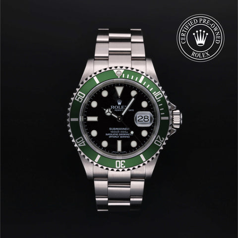 Rolex Certified Pre-Owned Submariner Date in Oyster, 40 mm, Stainless Steel 16610LV watch available at Long's Jewelers.