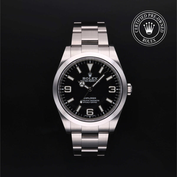Rolex Certified Pre-Owned Explorer in Oyster, 39 mm, Stainless Steel 214270 watch available at Long's Jewelers.