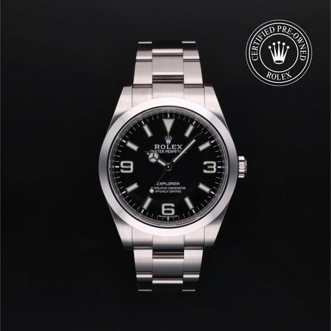 Rolex Certified Pre-Owned Explorer in Oyster, 39 mm, Stainless Steel 214270 watch available at Long's Jewelers.