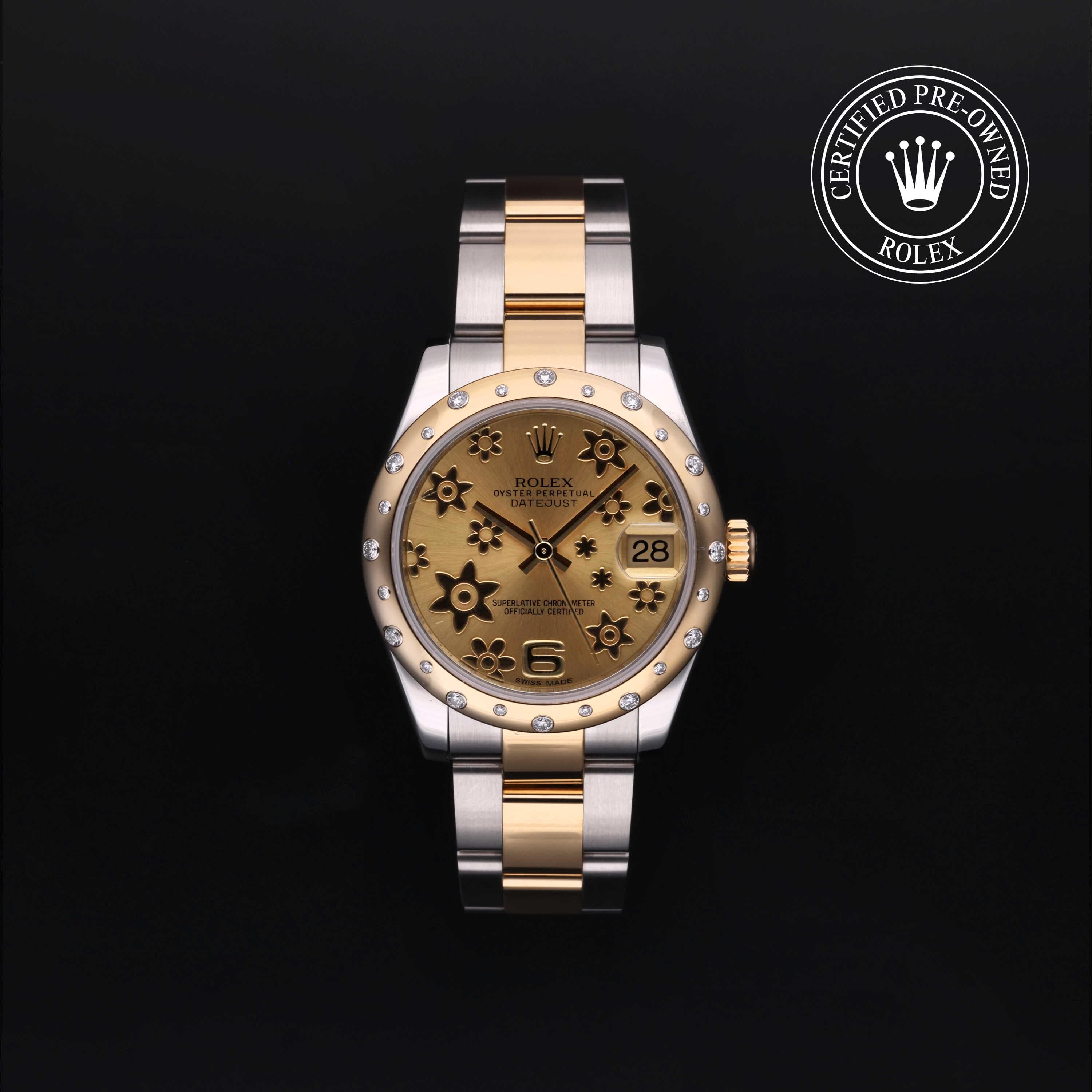 Rolex Certified Pre-Owned Datejust in Oyster, 31 mm, Stainless Steel and yellow gold 178343 watch available at Long's Jewelers.