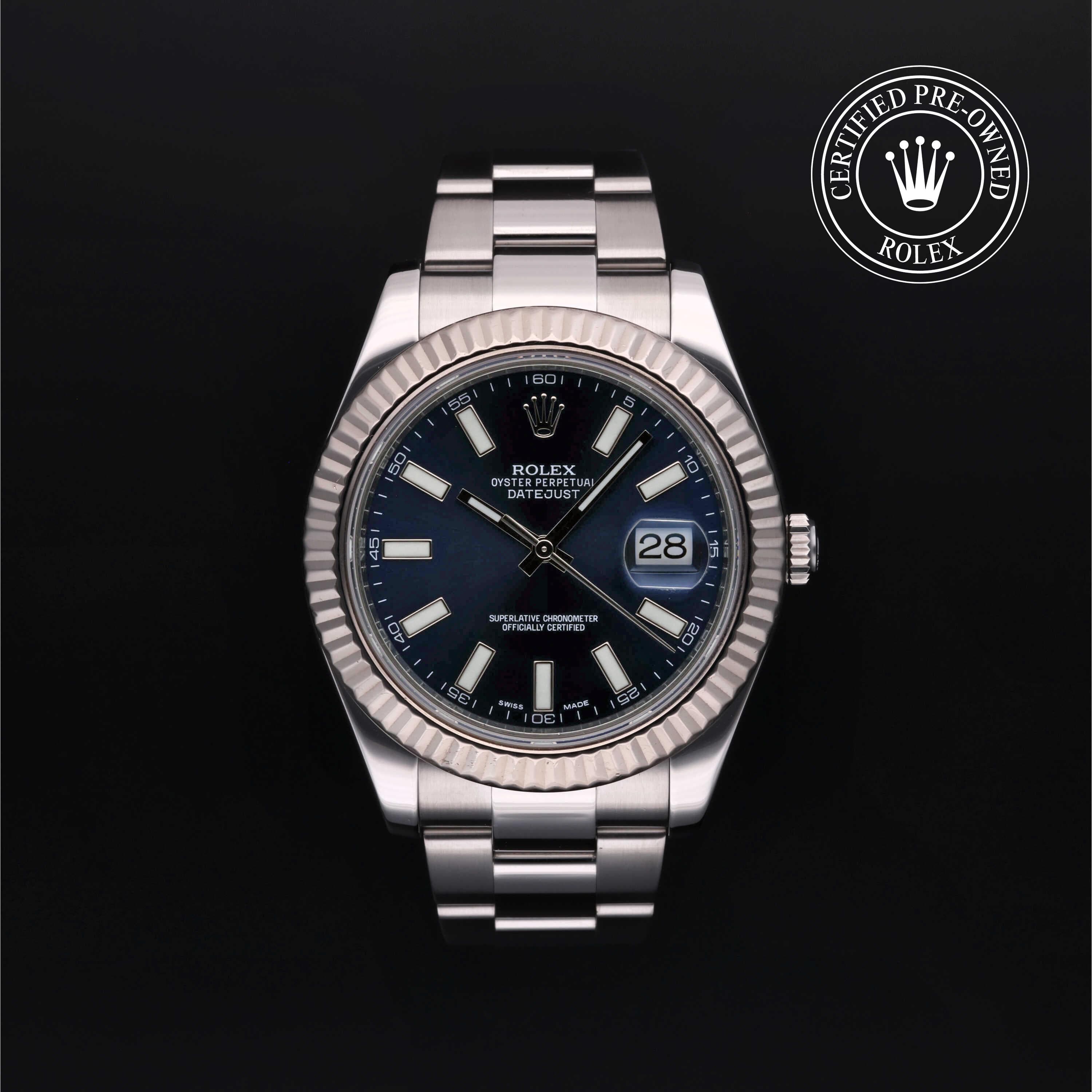 Rolex Certified Pre-Owned Datejust in Oyster, 41 mm, Stainless steel and white gold 116334 watch available at Long's Jewelers.