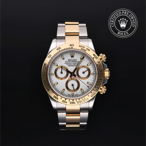 Rolex Certified Pre-Owned Cosmograph Daytona in Oyster, 40 mm, Stainless Steel and yellow gold 116503 watch available at Long's Jewelers.