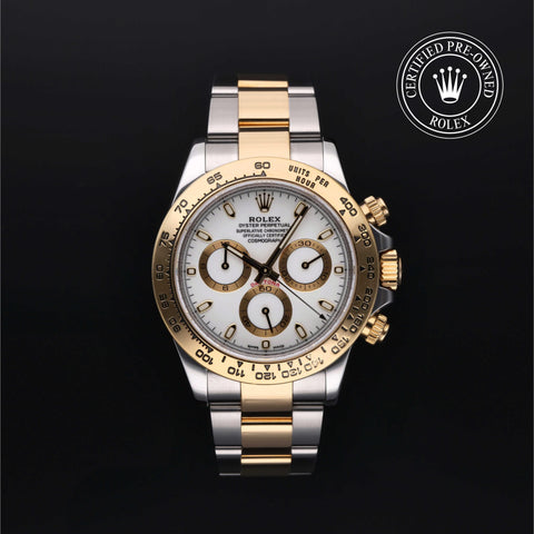 Rolex Certified Pre-Owned Cosmograph Daytona in Oyster, 40 mm, Stainless Steel and yellow gold 116503 watch available at Long's Jewelers.