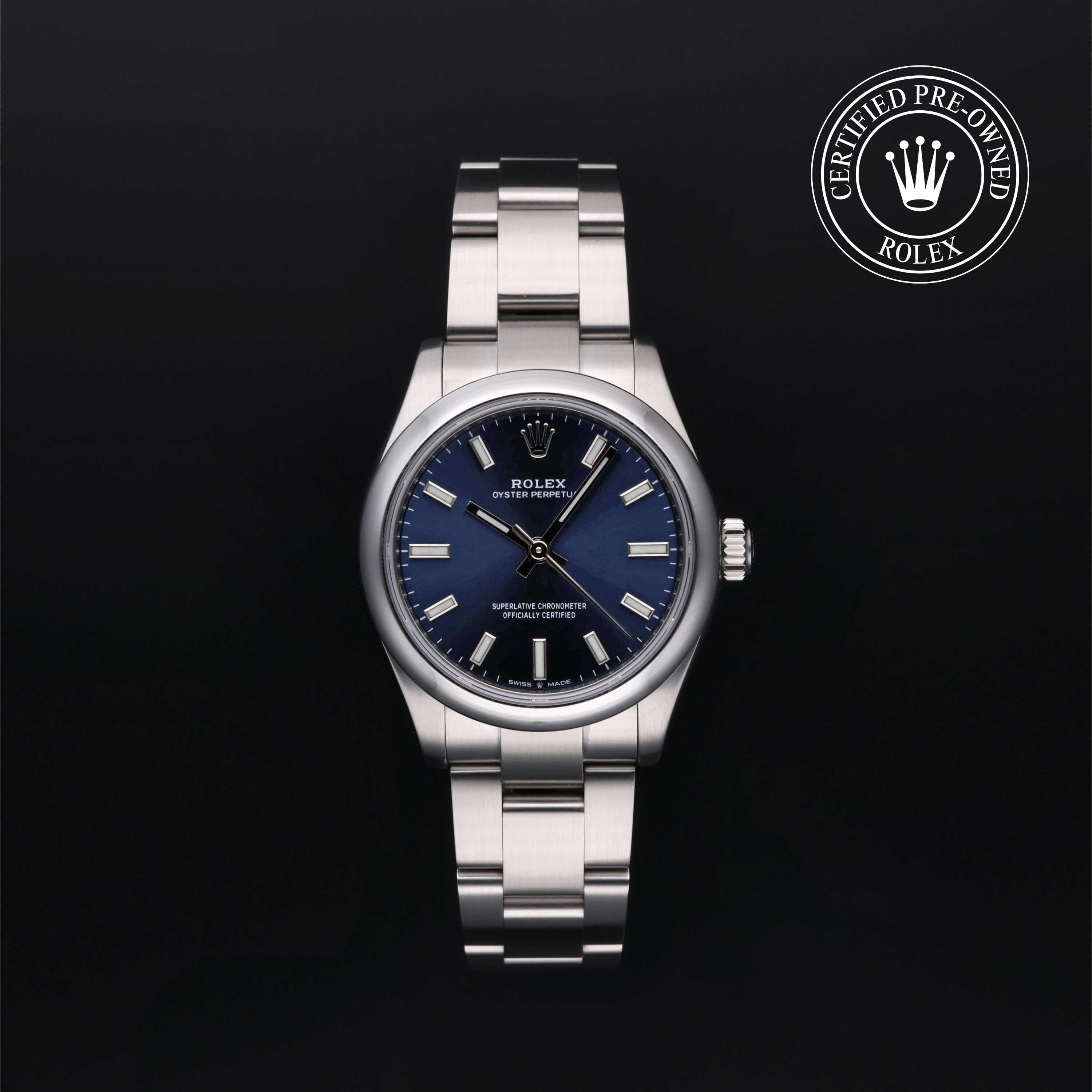 Rolex Certified Pre-Owned Oyster Perpetual in Oyster, 31 mm, Stainless Steel 277200 watch available at Long's Jewelers.