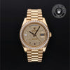 Rolex Certified Pre-Owned Day-Date in President, 40 mm, 18k yellow gold 228348RBR watch available at Long's Jewelers.