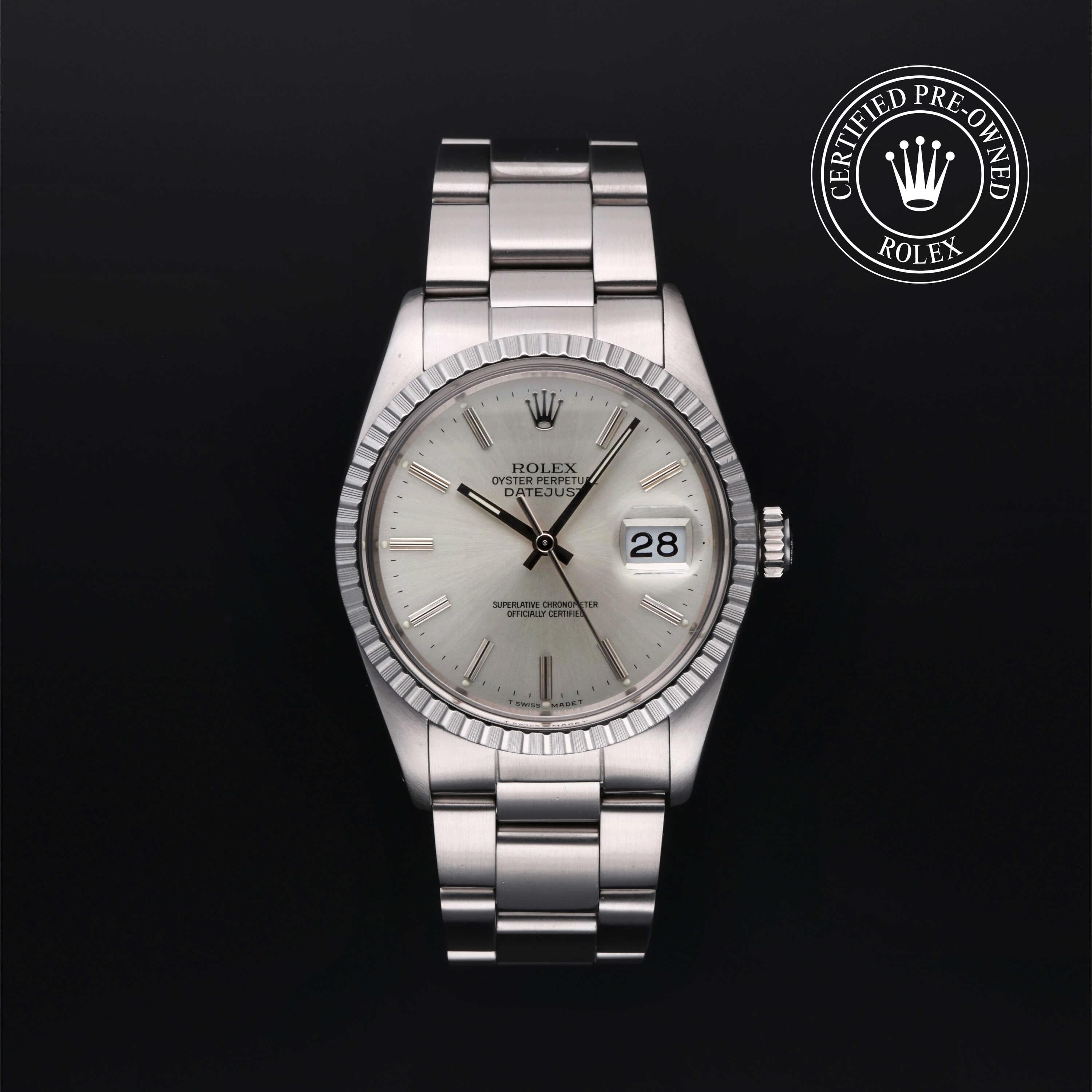 Rolex Certified Pre-Owned Datejust in Oyster, 36 mm, Stainless Steel 16030 watch available at Long's Jewelers.