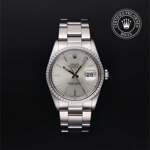 Rolex Certified Pre-Owned Datejust in Oyster, 36 mm, Stainless Steel 16030 watch available at Long's Jewelers.