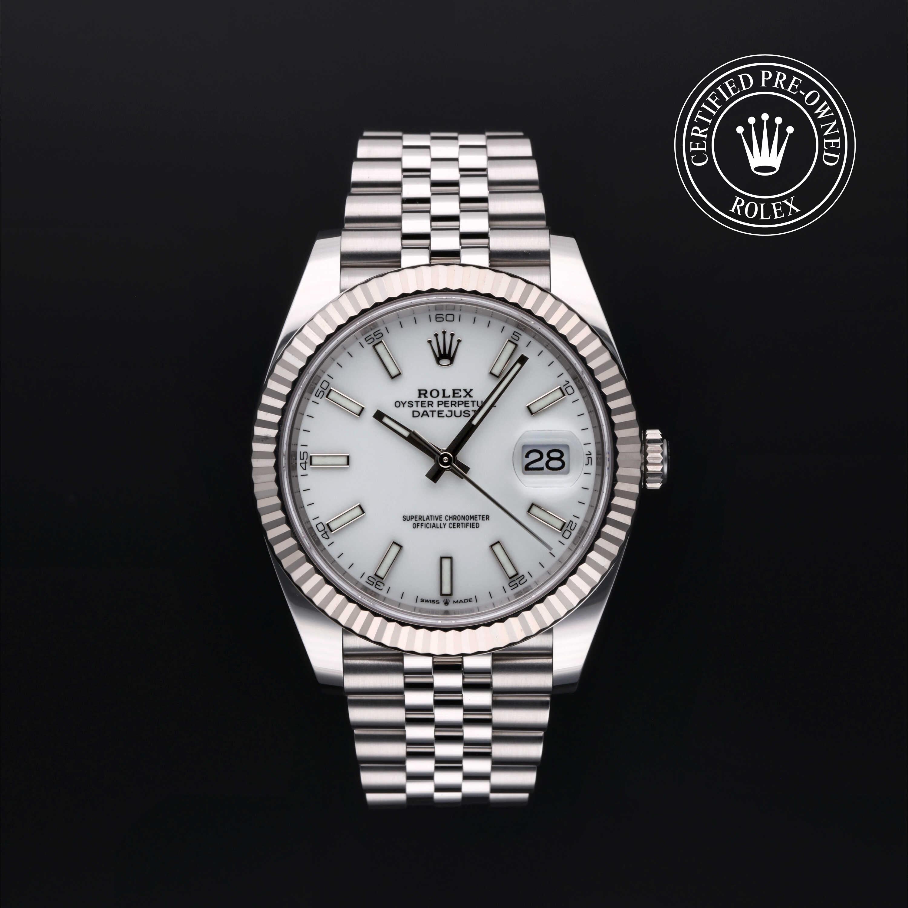 Rolex Certified Pre-Owned Datejust in Jubilee, 41 mm, Stainless Steel and 18k white gold 126334 watch available at Long's Jewelers.