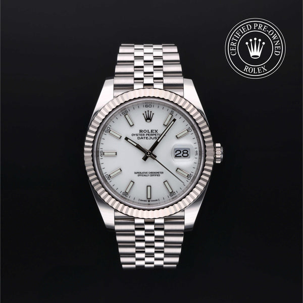 Rolex Certified Pre-Owned Datejust in Jubilee, 41 mm, Stainless Steel and 18k white gold 126334 watch available at Long's Jewelers.