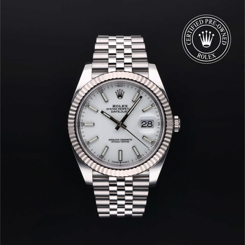 Rolex Certified Pre-Owned Datejust in Jubilee, 41 mm, Stainless Steel and 18k white gold 126334 watch available at Long's Jewelers.