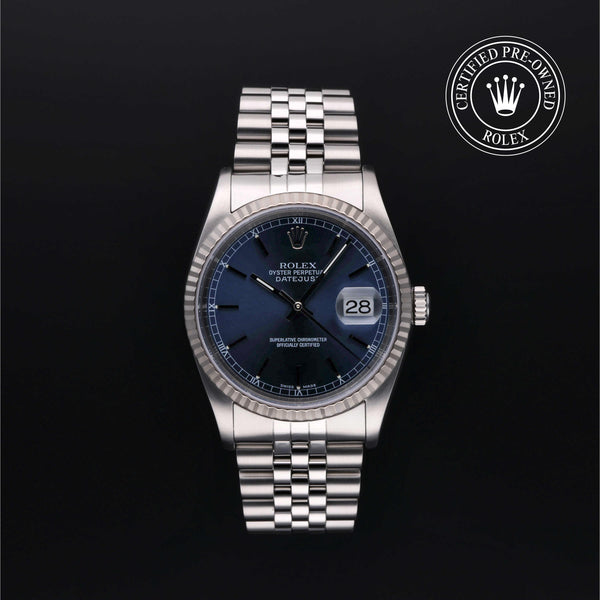 Rolex Certified Pre-Owned Datejust in Jubilee, 36 mm, Stainless steel and white gold 16234 watch available at Long's Jewelers.