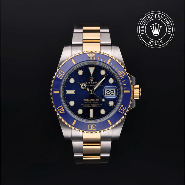Rolex Certified Pre-Owned Submariner Date in Oyster, 40 mm, Stainless Steel and yellow gold 116613LB watch available at Long's Jewelers.