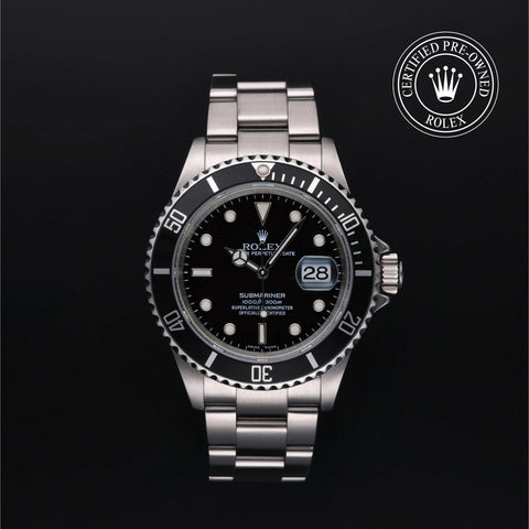 Rolex Certified Pre-Owned Submariner Date in Oyster, 40 mm, Stainless Steel 16610 watch available at Long's Jewelers.