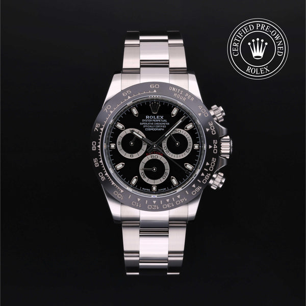 Rolex Certified Pre-Owned Cosmograph Daytona in Oyster, 40 mm, Stainless Steel 116500LN watch available at Long's Jewelers.