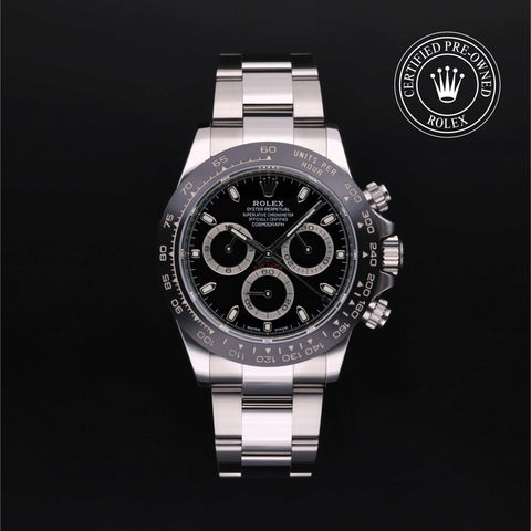 Rolex Certified Pre-Owned Cosmograph Daytona in Oyster, 40 mm, Stainless Steel 116500LN watch available at Long's Jewelers.