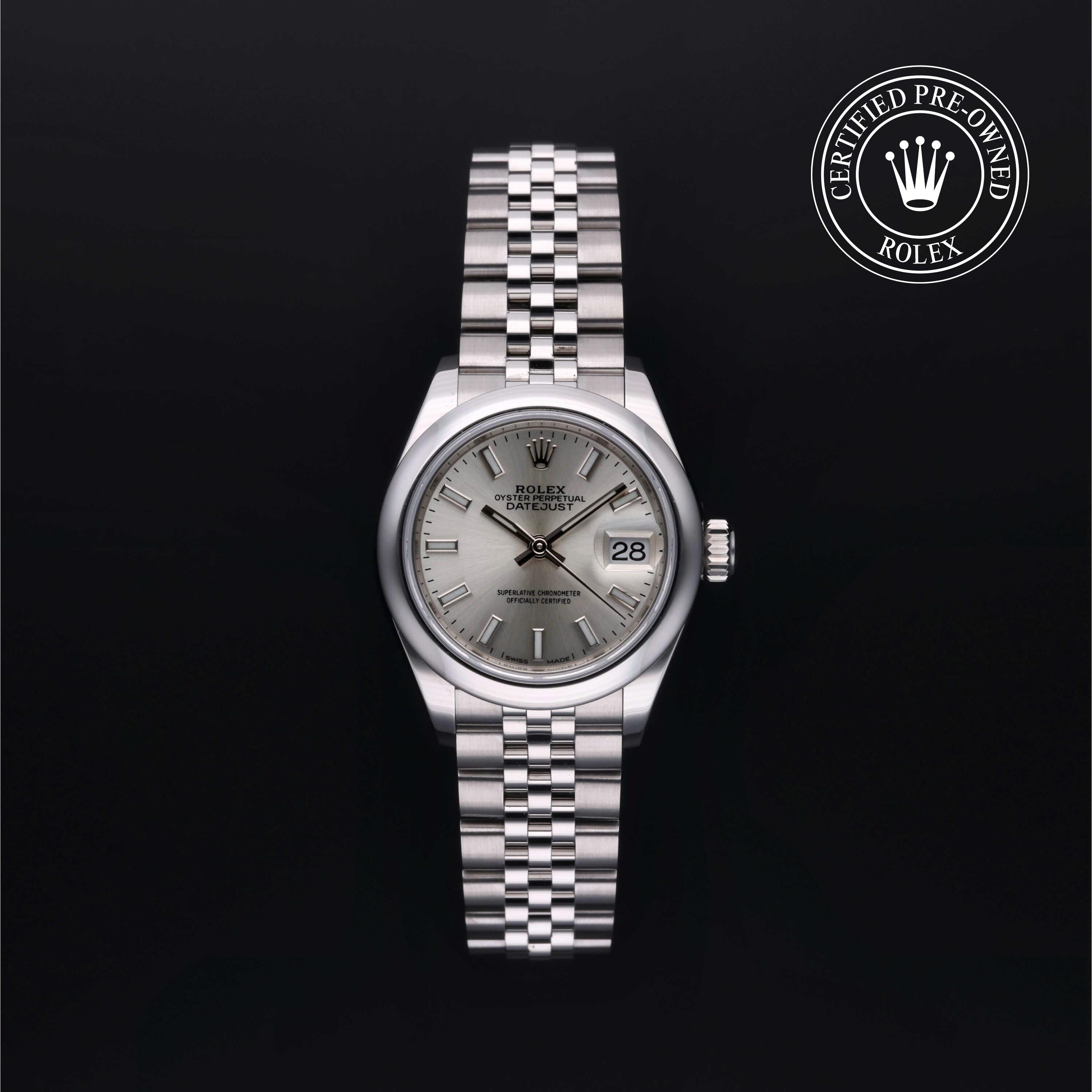 Rolex Certified Pre-Owned Lady-Datejust in 28 mm, Stainless Steel 279160 watch available at Long's Jewelers.