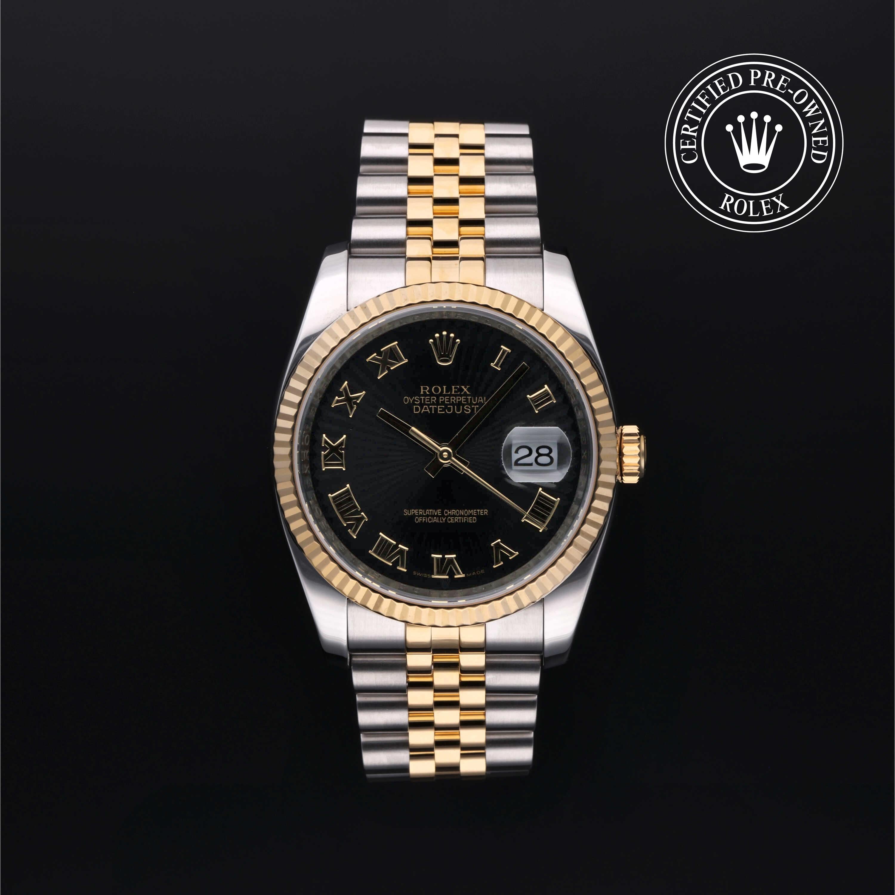Rolex Certified Pre-Owned Datejust in Jubilee, 36 mm, Stainless Steel and yellow gold 116233 watch available at Long's Jewelers.