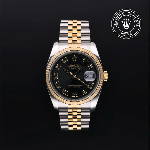 Rolex Certified Pre-Owned Datejust in Jubilee, 36 mm, Stainless Steel and yellow gold 116233 watch available at Long's Jewelers.