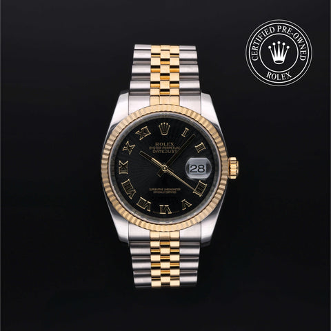 Rolex Certified Pre-Owned Datejust in Jubilee, 36 mm, Stainless Steel and yellow gold 116233 watch available at Long's Jewelers.