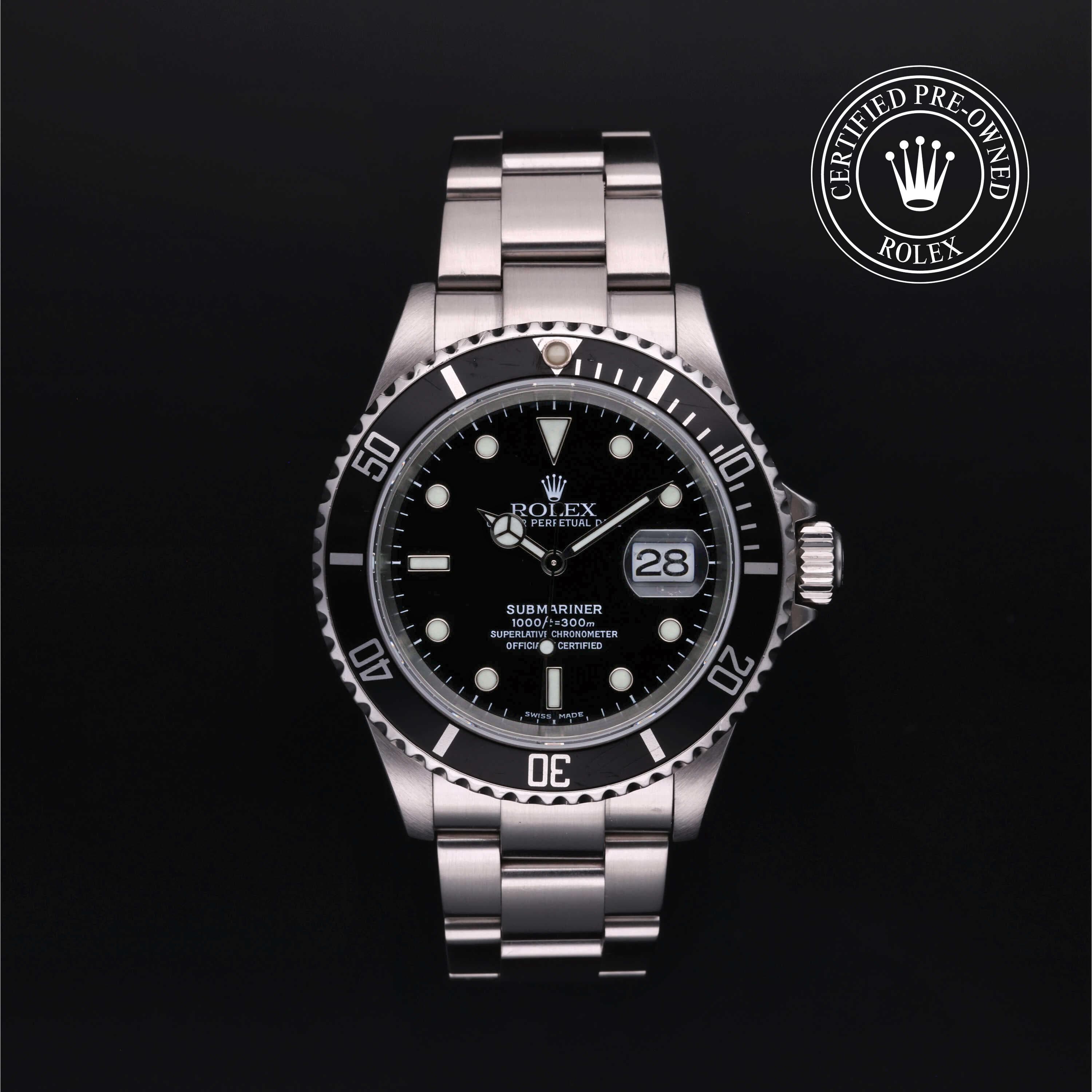 Rolex Certified Pre-Owned Submariner Date in Oyster, 40 mm, Stainless Steel 16610 watch available at Long's Jewelers.