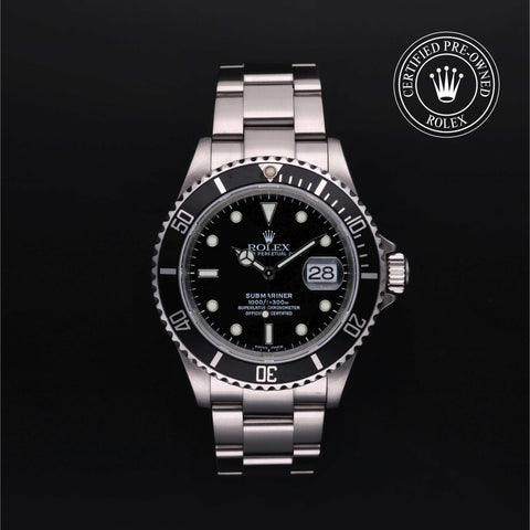 Rolex Certified Pre-Owned Submariner Date in Oyster, 40 mm, Stainless Steel 16610 watch available at Long's Jewelers.