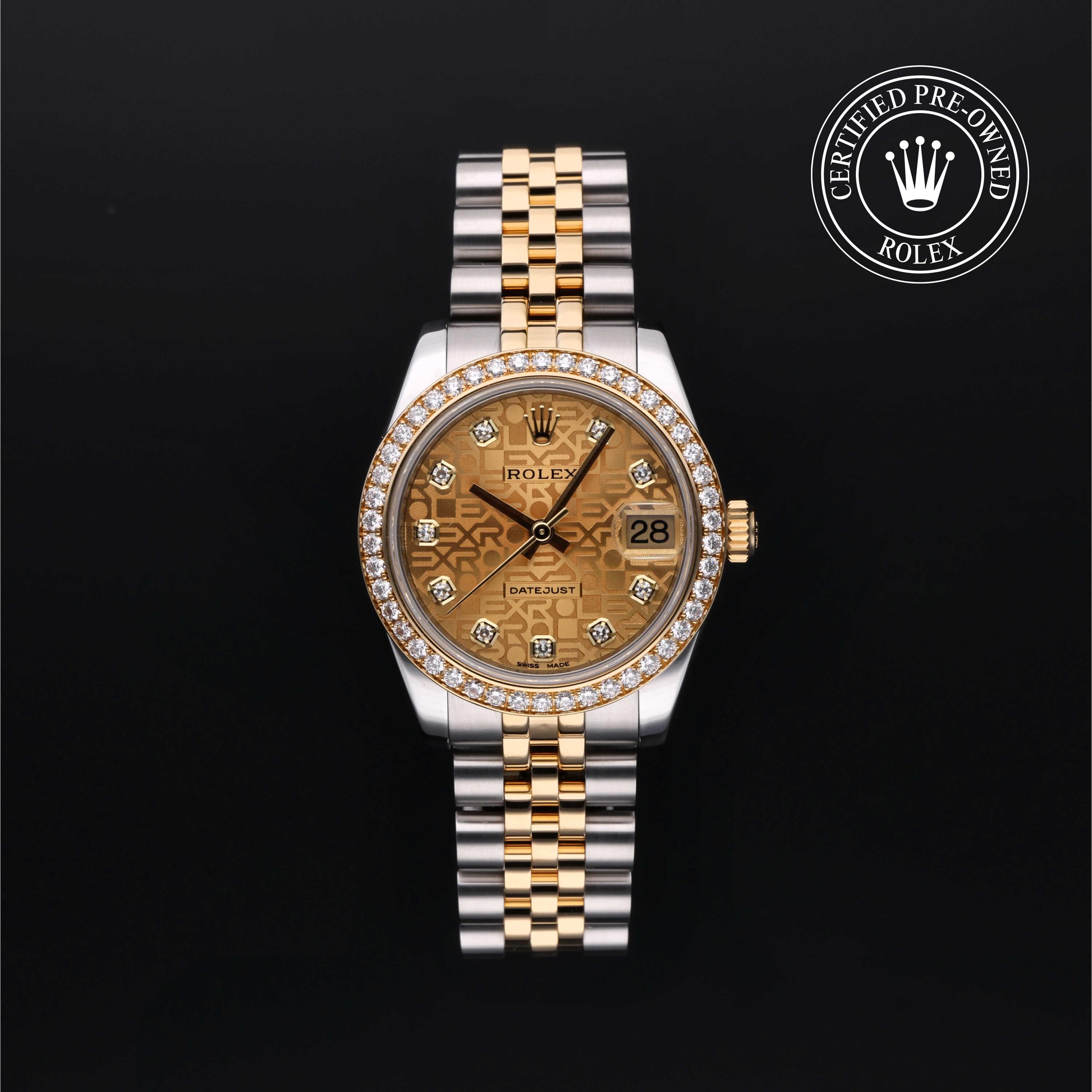 Rolex Certified Pre-Owned Datejust in Jubilee, 31 mm, Stainless Steel and yellow gold 178383 watch available at Long's Jewelers.