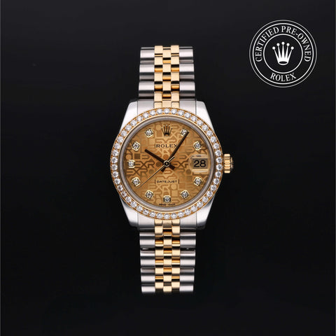 Rolex Certified Pre-Owned Datejust in Jubilee, 31 mm, Stainless Steel and yellow gold 178383 watch available at Long's Jewelers.