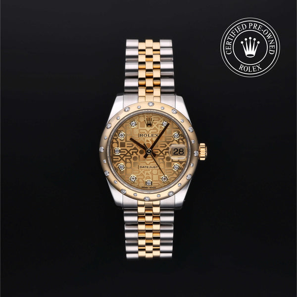 Rolex Certified Pre-Owned Datejust in Jubilee, 31 mm, Stainless Steel and yellow gold 178343 watch available at Long's Jewelers.