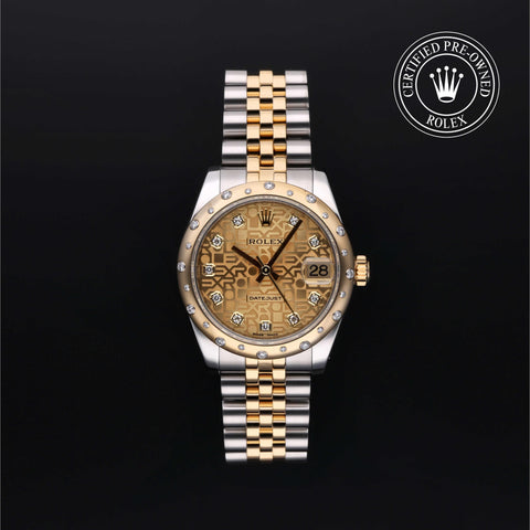 Rolex Certified Pre-Owned Datejust in Jubilee, 31 mm, Stainless Steel and yellow gold 178343 watch available at Long's Jewelers.