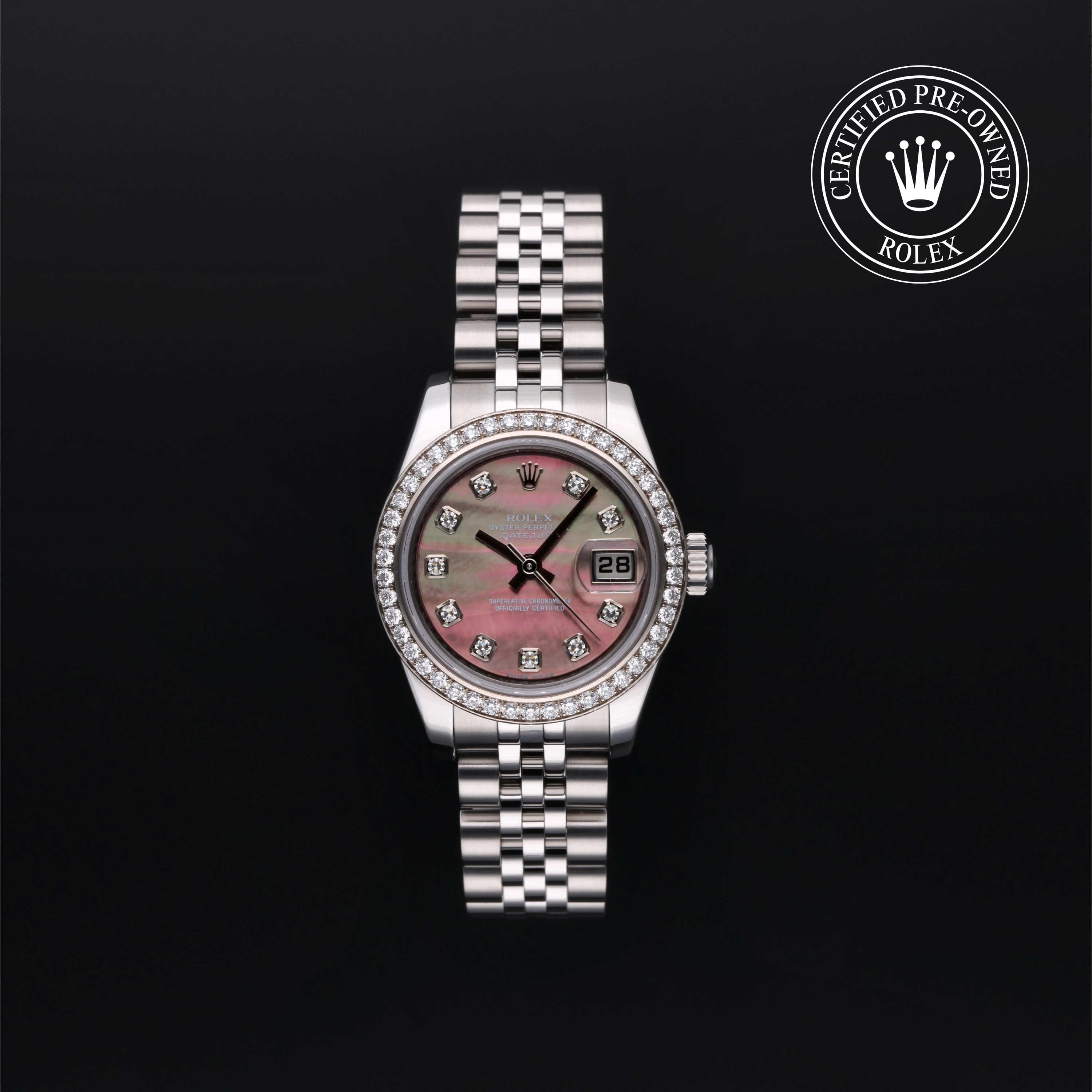 Rolex Certified Pre-Owned Lady-Datejust in 26 mm, Stainless Steel and white gold 179384 watch available at Long's Jewelers.