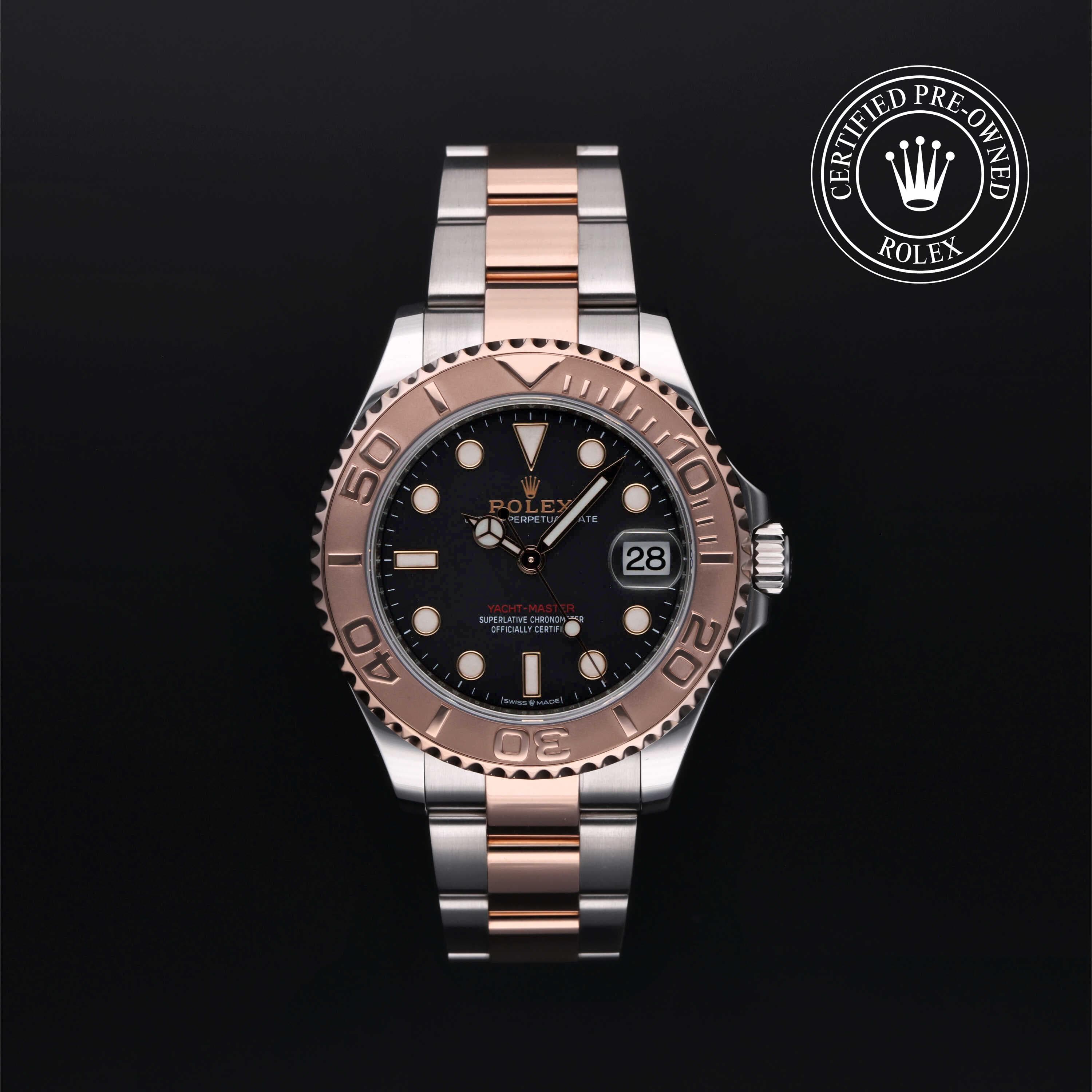 Rolex Certified Pre-Owned Yacht-Master in Oyster, 37 mm, Stainless Steel and rose gold 268621 watch available at Long's Jewelers.